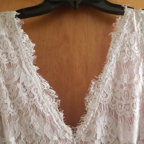 Allover Lace Dress with Short Tulle Skirt - Picture 4 of 5